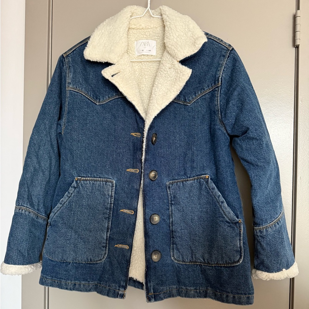Zara kids denim Sherpa Jacket